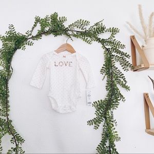 Carter’s Polka Dot LOVE Long Sleeve Onesie NWT